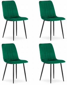 Set 4 kresiel LAVA - tmavozelený zamat / čierne nohy