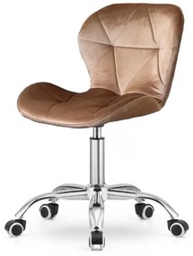 Set do pracovne ZARIMO stôl 80x40 cm, biela + kreslo AVOLA VELVET svetlo hnedé