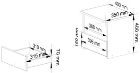 Noční stolek CL1 40 cm grafitově šedý/dub artisan