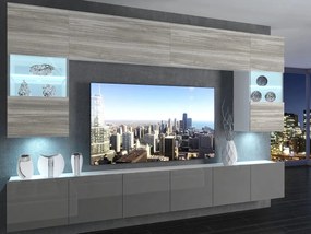 Obývacia stena 300 cm TV/RTV sivý antracit grafitový lesk IMP 1/5/W/GW1S/0/0