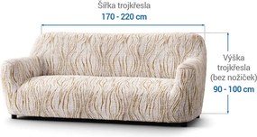 Bielastické poťahy UNIVERSO NOVÉ žíhané béžové trojkreslo (š. 170 - 220 cm)