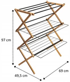Erga Aurora Plus, vešiak na sušenie bielizne 69x49,5x97 cm na postavenie, hnedá-čierna, ERG-SEP-1265SUAURPLUD