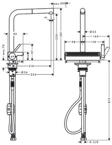 Hansgrohe Aquno Select M81, páková kuchynská batéria 250, vyťahovateľný výtok, 2jet, chrómová, HAN-73836000