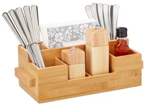 Bambusový stojan na príbory a dochucovadlá Relaxdays – RD10025953