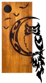 Nástenná dekorácia 36x66 cm sova drevo/kov