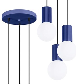 Tmavomodré závesné svietidlo so skleneným tienidlom ø 25 cm Orbital – Sollux