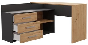 Rohový pc stolík Debio 1 (antracit + dub artisan). Akcia -18%. Vlastná spoľahlivá doprava až k Vám domov. 1132463