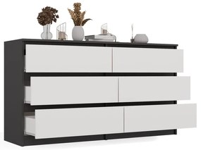 Komoda Malwa M6 140 cm antracit/bílá