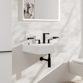 Hansgrohe Tecturis E, 3-otvorová umývadlová batéria 150 EcoSmart+ s odtokovou súpravou Push-Open, čierna matná, HAN-73030670
