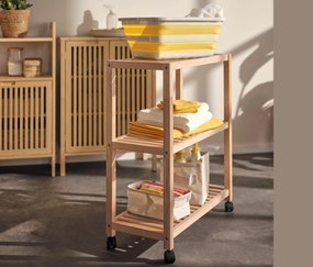 Regál z masívneho dreva s kolieskami