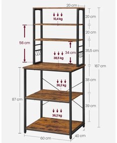 Policový regál MARGE hnedá/čierna