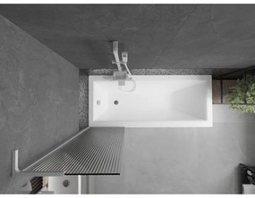 Mexen Next L, 1-krídlová vaňová zástena 50 x 150 cm, 6mm sklo s rebrovým vzorom, biely profil, 895-050-000-03-09-20