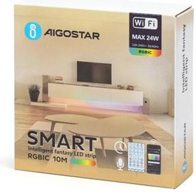 Aigostar - LED RGBIC stmievateľný pásik 10 m LED/24W/24V + diaľkové ovládanie Wi-Fi