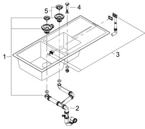 GROHE 31643AP0 - Kompozitný drez K400 1160 × 500 mm kameň/čierna