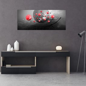 Obraz červených abstraktných gulí (120x50 cm)