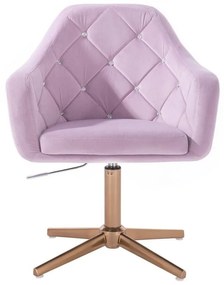 LuxuryForm DESIGN Kreslo ROMA VELUR na zlatom kríži - levanduľa