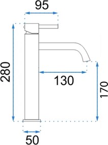 Rea Lungo, vysoká umývadlová batéria h-280, chrómová, REA-B4104