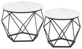 Súprava 2 ks odkladacích stolíkov Vasagle Elezi biely mramor/čierna