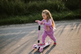 Detská trojkolesová balančná kolobežka Kidwell VENTO s LED kolieskami, ružová