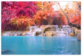 Obraz tyrkysovej lagúny, Laos, Tat Kuang Si (90x60 cm)