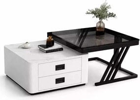 LuxuryForm DESIGN Konferenčný stolík BOLT 70 × 70 / 60 × 60 cm – biely / čierny (set 2 ks)