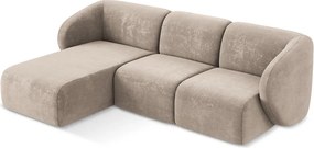 Svetlohnedá ženilková rohová pohovka (ľavý roh/s leňoškou) Lani – Makamii