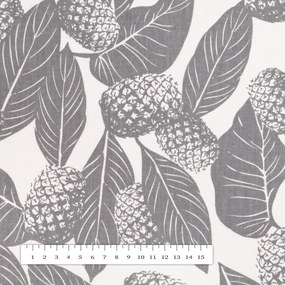 Biante Bavlnený záves Sandra SA-511 Sivé ananásy na bielom 150x200 cm