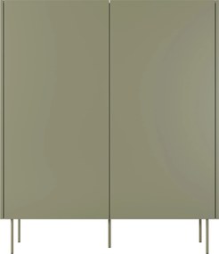 Vysoká komoda Desin 120 cm s dvoma dverami a skrytými zásuvkami - olivová / dub nagano