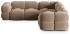 Hnedá zamatová rohová pohovka Loretto – Cosmopolitan Design