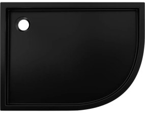 Mexen Flow+, štvrťkruhová asymetrická sprchová vanička, ľavá, 90 x 80 cm, čierna matná, 46Q708090LH