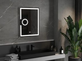 Mexen Onyx, LED kúpeľňové zrkadlo s podsvietením a kozmetickým zrkadielkom 60x80 cm, 6000K, ochrana proti zahmlievaniu, 9813-060-080-611-00