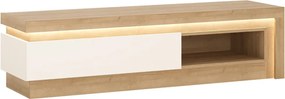 TV skrinka Lyon, dub riviera/biely lesk, s osvetlením
