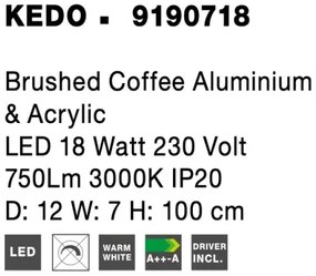 LED nástenné svietidlo Kedo 100 hnedá