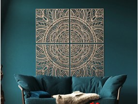 drevko Viacdielna mandala na stenu Rozkvitanie Rozmer obrazu: 133,5 x 131 cm, Farba dekorácie: Čierna