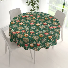 Biante Bavlnený okrúhly obrus Sandra SA-529 Vianočné banky na zelenom Ø 70 cm