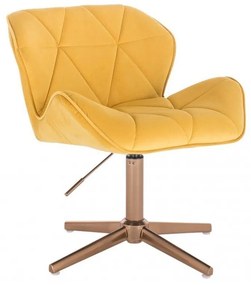 LuxuryForm DESIGN Stolička MILANO VELUR na zlatom kríži - žltá