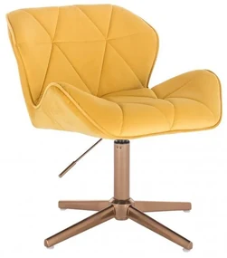 LuxuryForm DESIGN Stolička MILANO VELUR na zlatom kríži - žltá