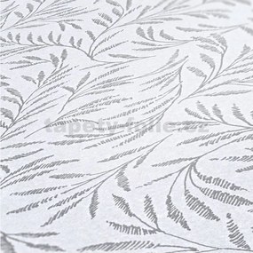 Vliesové tapety na stenu Alpha 33326-1, rozmer 10,05 m x 0,53 m, florálny vzor strieborný na svetlo sivom podklade, A.S. CRÉATION