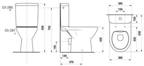 JIKA H8273860002801 - Kombinované WC LYRA keramika/biela