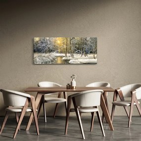 Obraz - Chalúpka v lese, olejomaľba (120x50 cm)
