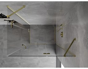 Mexen Mist-H Duo, 2-krídlový výklopný sprchový kút 70 x 115 cm, číre sklo, zlatý lesklý profil, 8A5-070L-115P-50-00