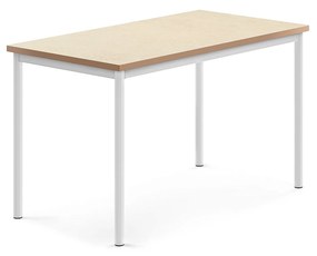 Stôl SONITUS, 1200x700x720 mm, linoleum - béžová, biela
