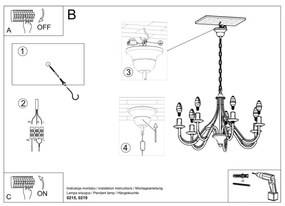 Luster na reťazi MINERWA 7 7xE14/40W/230V biela