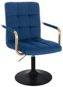 LuxuryForm DESIGN Stolička VERONA GOLD VELUR na čiernom tanieri - modrá