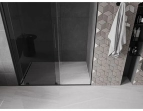 Mexen Velar, posuvné sprchové dvere do otvoru 160 cm, 8mm šedé sklo, čierna matná, 871-160-000-41-70