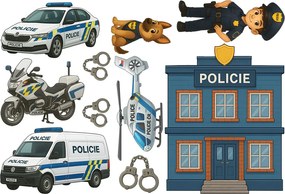 Polícia textilní prelepiteľné nálepky na stenu hárok 46 x 31 cm