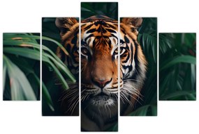 Obraz - Portrét tigra v džungli (150x105 cm)