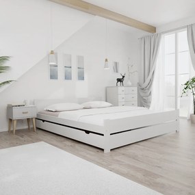 Posteľ IKAROS DOUBLE 180 x 200 cm, biela Rošt: S latkovým roštom, Matrac: Matrac COCO MAXI 20 cm