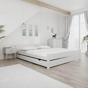Posteľ IKAROS DOUBLE 180 x 200 cm, biela Rošt: S latkovým roštom, Matrac: Matrac Somnia 18 cm