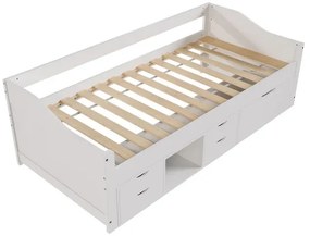InternetovaZahrada Detská posteľ Nalu 90x200 cm s úložným priestorom - biela